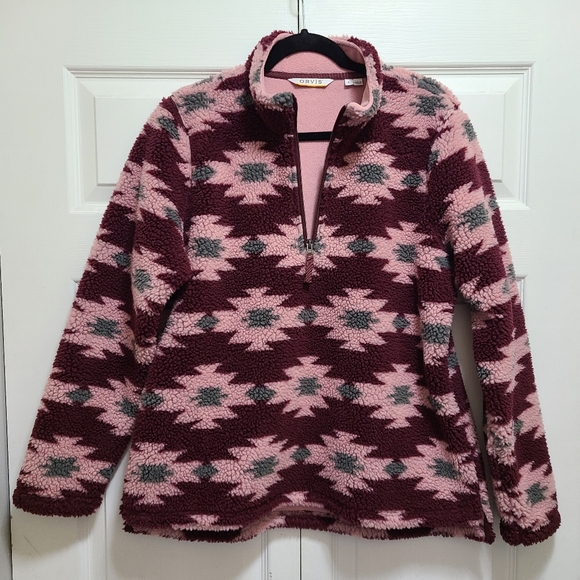 Orvis Sherpa Snow River 1/4‎ Zip Pullover sherpa Sangria Pink Size Large - Picture 9 of 12